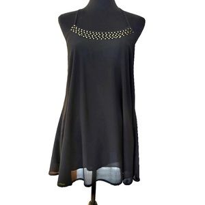 En Creme Black Tunic Spaghetti Strap Top Size Small